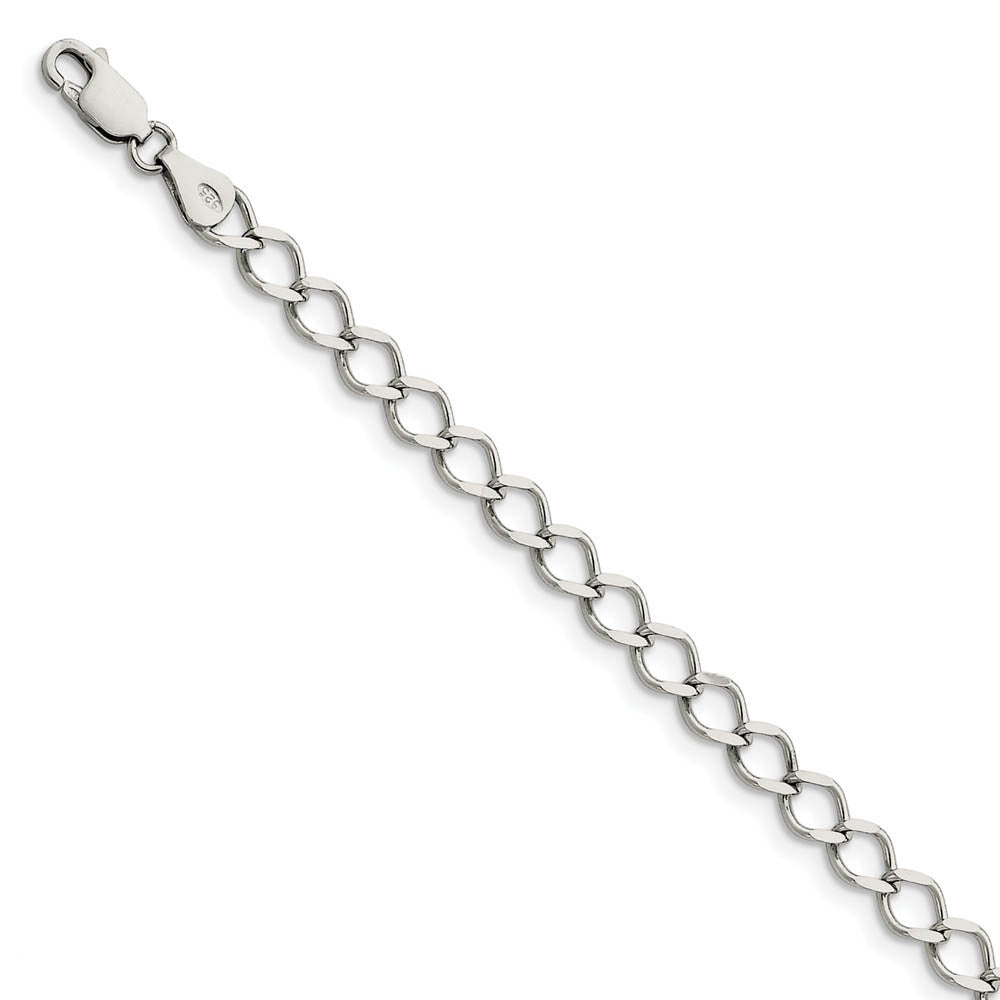 5.75mm Sterling Silver Solid Fancy Open Curb Chain Bracelet, Item C8762-B by The Black Bow Jewelry Co.