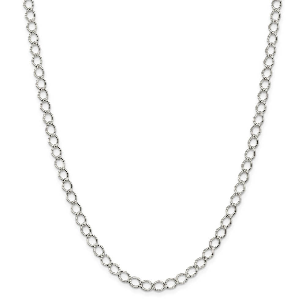 Alternate view of the 5.75mm Sterling Silver Solid Fancy Open Curb Chain Necklace by The Black Bow Jewelry Co.