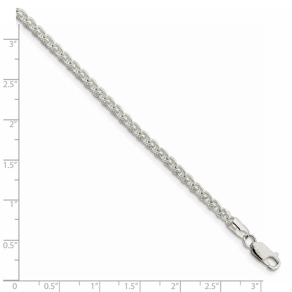 Alternate view of the 3mm, Sterling Silver Round Solid Spiga Chain Necklace by The Black Bow Jewelry Co.