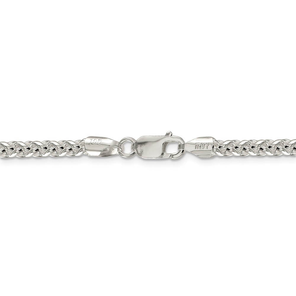 Alternate view of the 4mm, Sterling Silver Round Solid Spiga Chain Necklace by The Black Bow Jewelry Co.