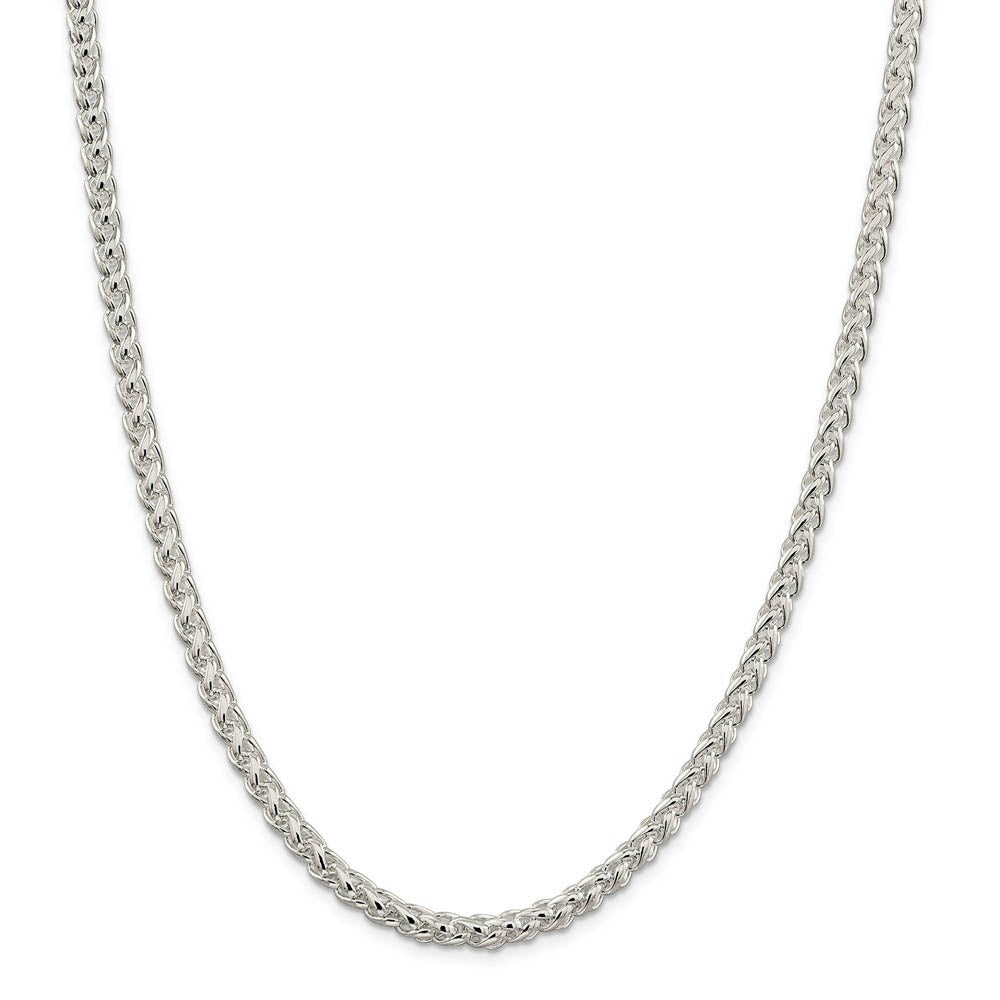 Alternate view of the Men's 5mm, Sterling Silver Round Solid Spiga Chain Necklace by The Black Bow Jewelry Co.