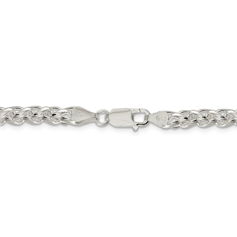 Alternate view of the Men's 5mm, Sterling Silver Round Solid Spiga Chain Necklace by The Black Bow Jewelry Co.