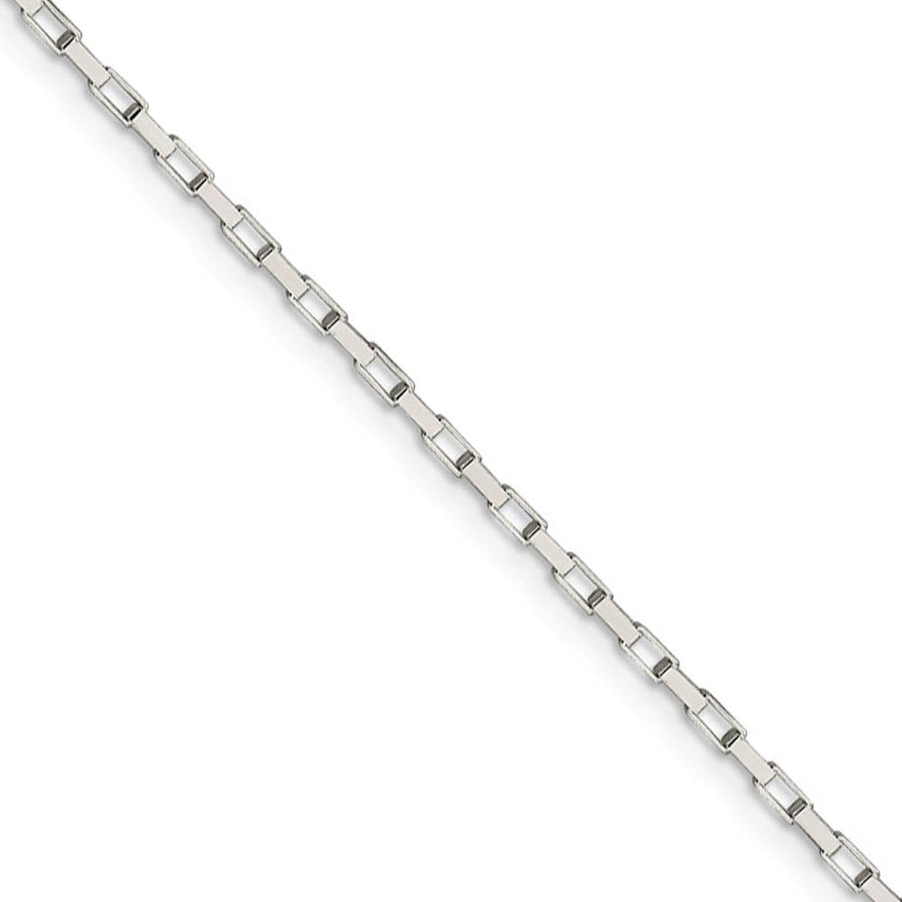 1.65mm Sterling Silver Open Elongated Solid Box Chain Necklace, Item C8775 by The Black Bow Jewelry Co.