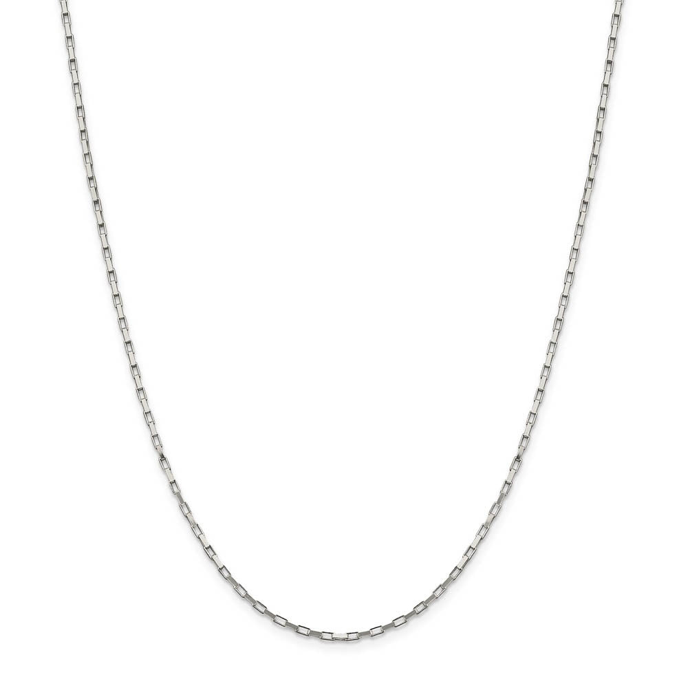 Alternate view of the 1.65mm Sterling Silver Open Elongated Solid Box Chain Necklace by The Black Bow Jewelry Co.