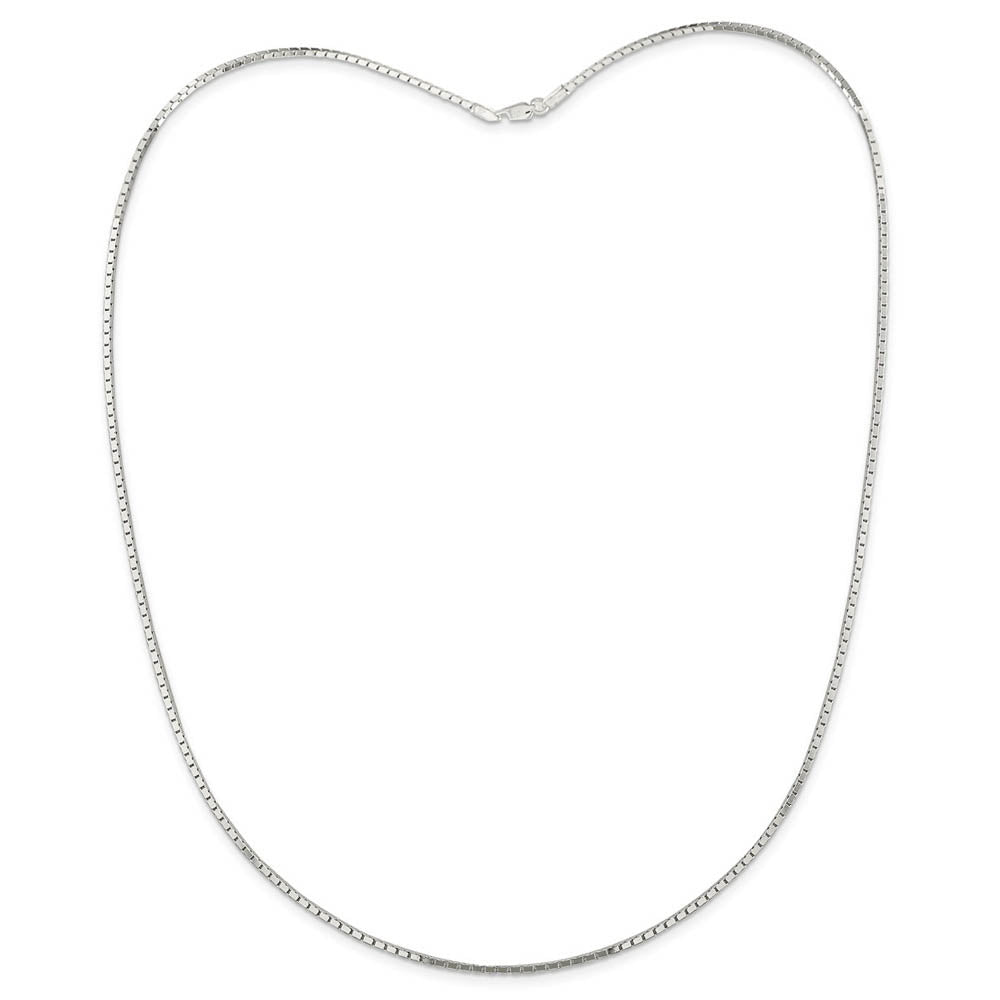 Alternate view of the 1.5mm, Sterling Silver Mirror Box Chain Necklace by The Black Bow Jewelry Co.