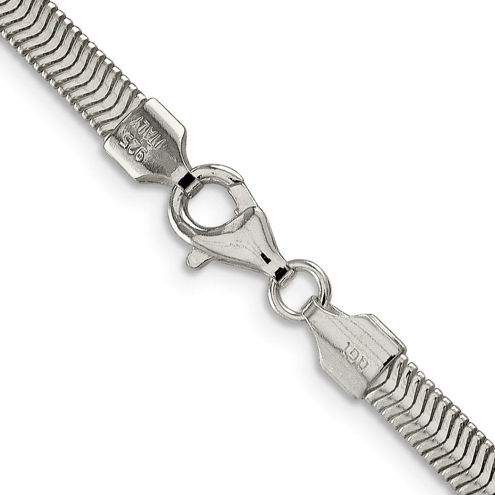 Alternate view of the 4.2mm, Sterling Silver Solid Flat Oval Snake Chain Bracelet by The Black Bow Jewelry Co.