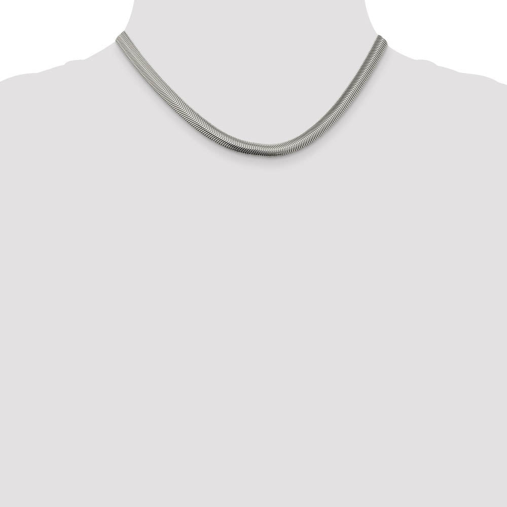 Alternate view of the 6.25mm, Sterling Silver Solid Flat Oval Snake Chain Necklace by The Black Bow Jewelry Co.