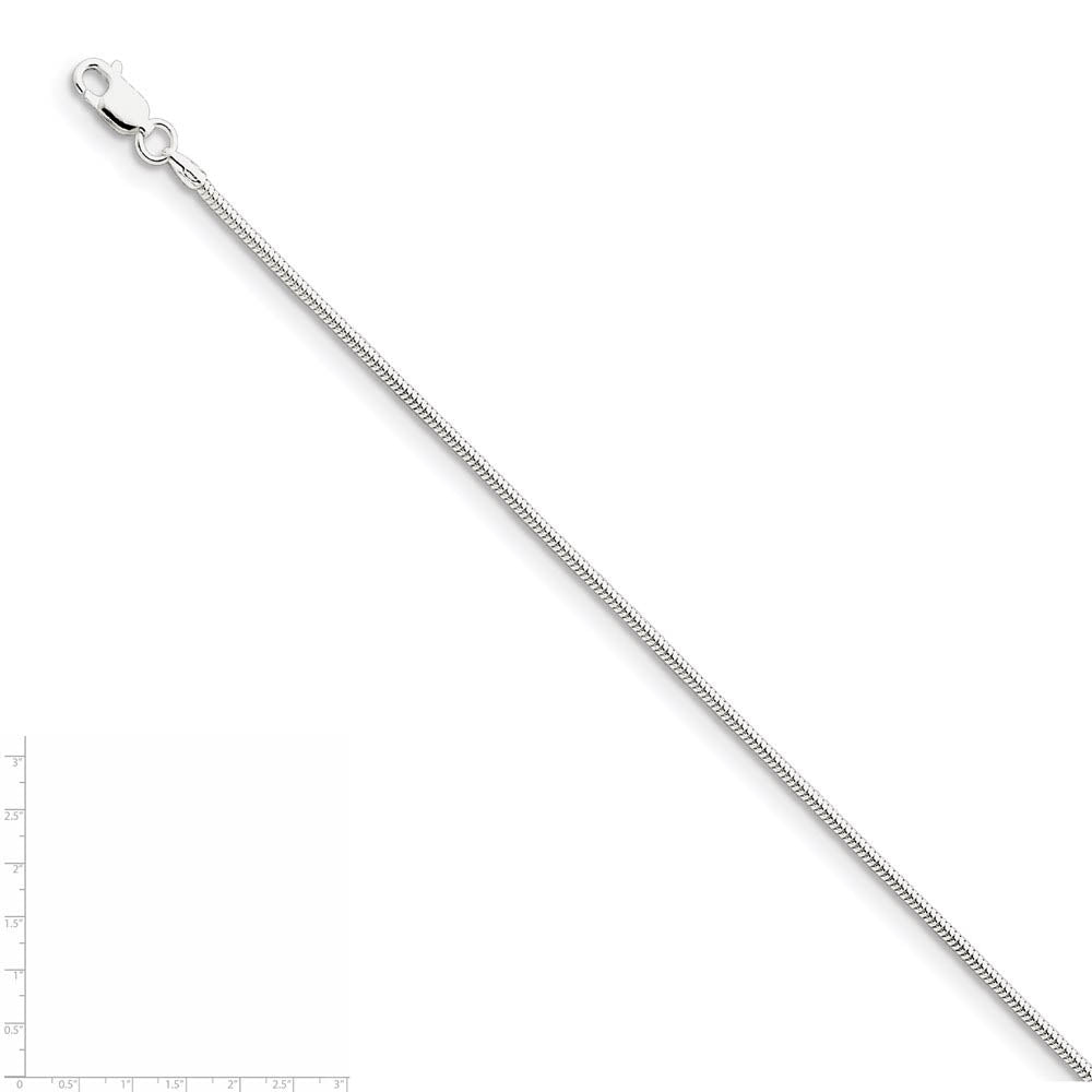 Alternate view of the 1.6mm, Sterling Silver Round Solid Snake Chain Bracelet by The Black Bow Jewelry Co.