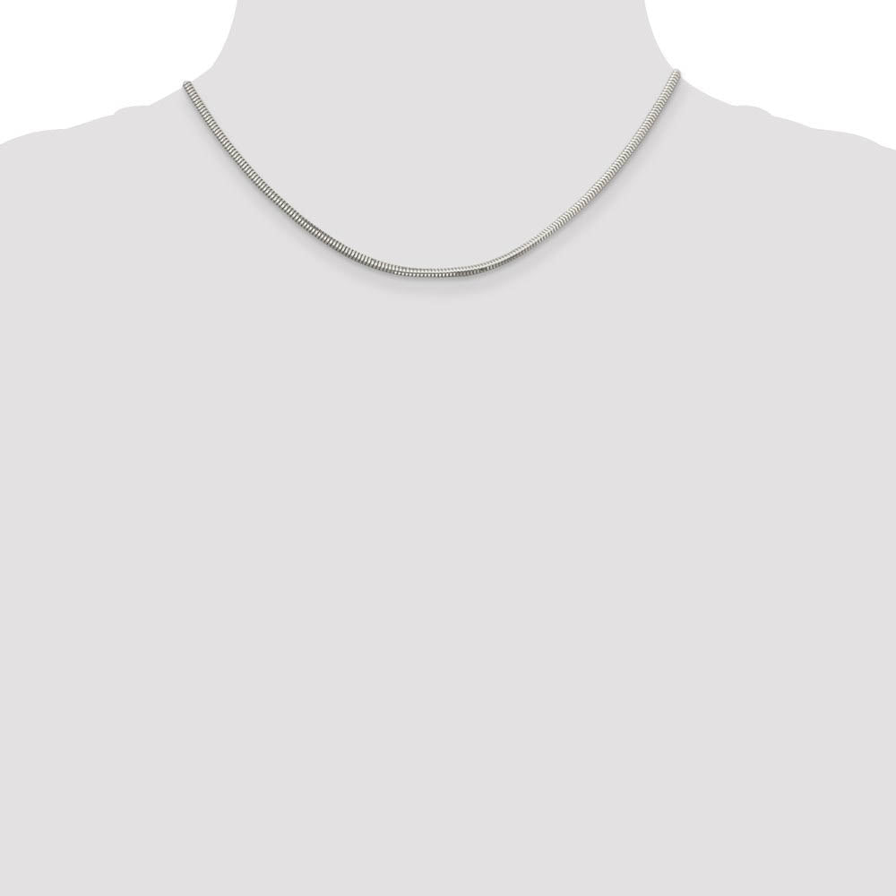 Alternate view of the 2.5mm Sterling Silver Diamond Cut Solid Round Snake Chain Necklace by The Black Bow Jewelry Co.