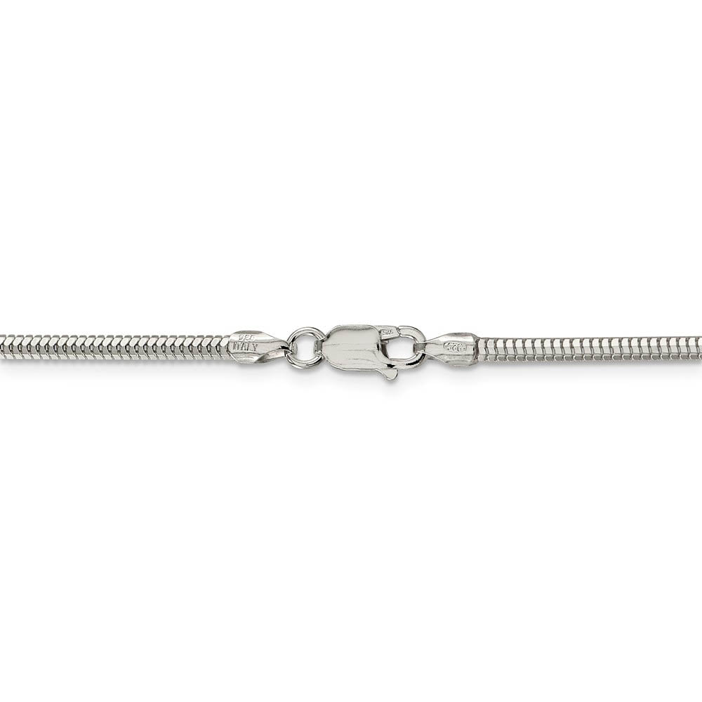 Alternate view of the 2.5mm Sterling Silver Diamond Cut Solid Round Snake Chain Necklace by The Black Bow Jewelry Co.