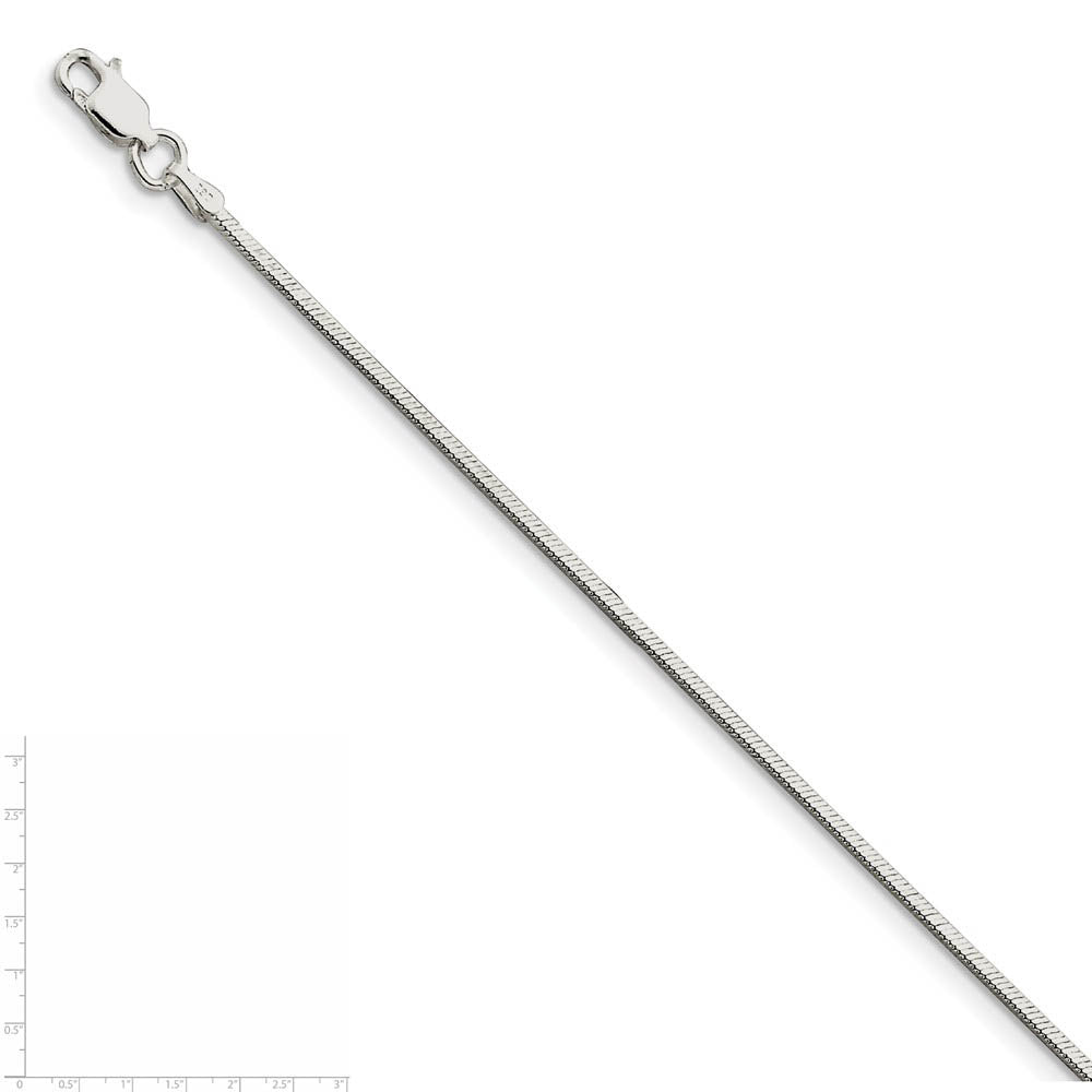 Alternate view of the 1.25mm, Sterling Silver Square Solid Snake Chain Necklace by The Black Bow Jewelry Co.