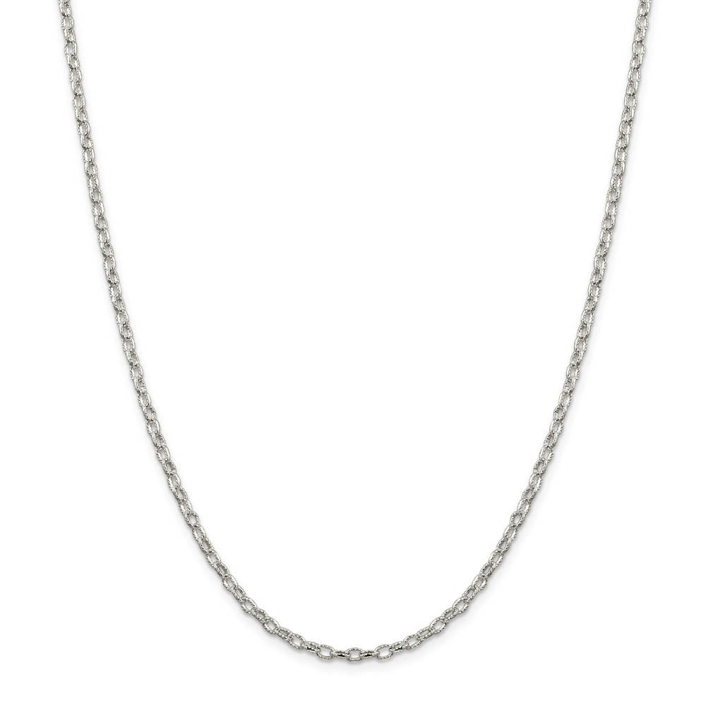 Alternate view of the 3mm, Sterling Silver Fancy Solid Rolo Chain Necklace by The Black Bow Jewelry Co.