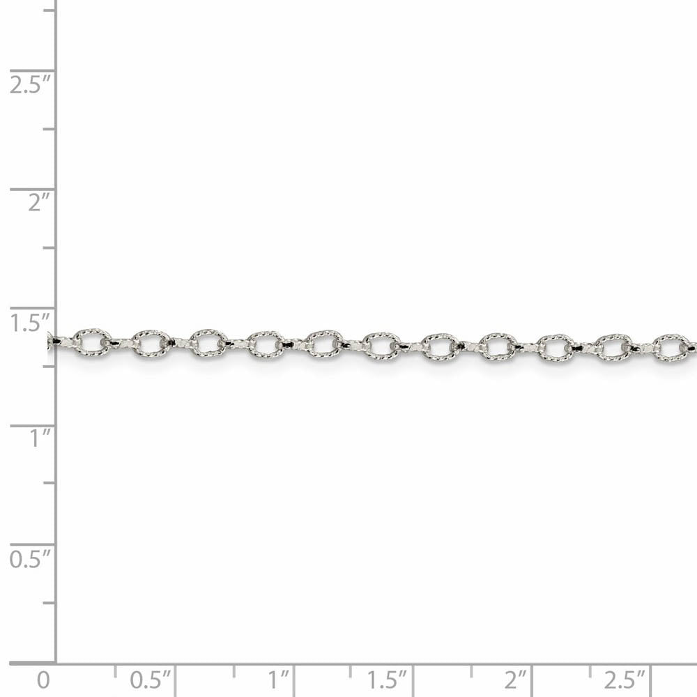 Alternate view of the 3mm, Sterling Silver Fancy Solid Rolo Chain Bracelet by The Black Bow Jewelry Co.