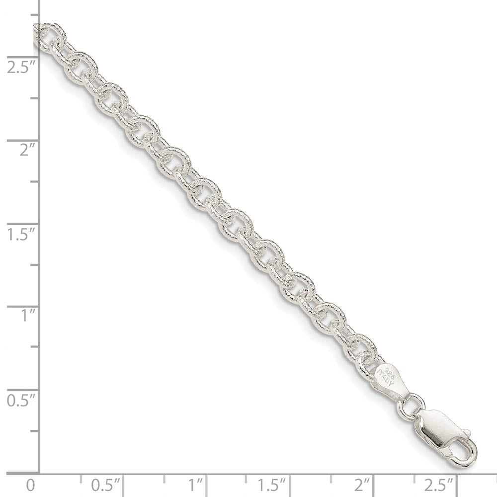 Alternate view of the 4.5mm, Sterling Silver Fancy Solid Rolo Chain Bracelet by The Black Bow Jewelry Co.