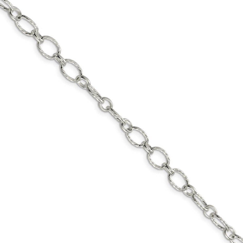Women's 6mm, Sterling Silver Fancy Solid Rolo Chain Bracelet, Item C8819-B by The Black Bow Jewelry Co.