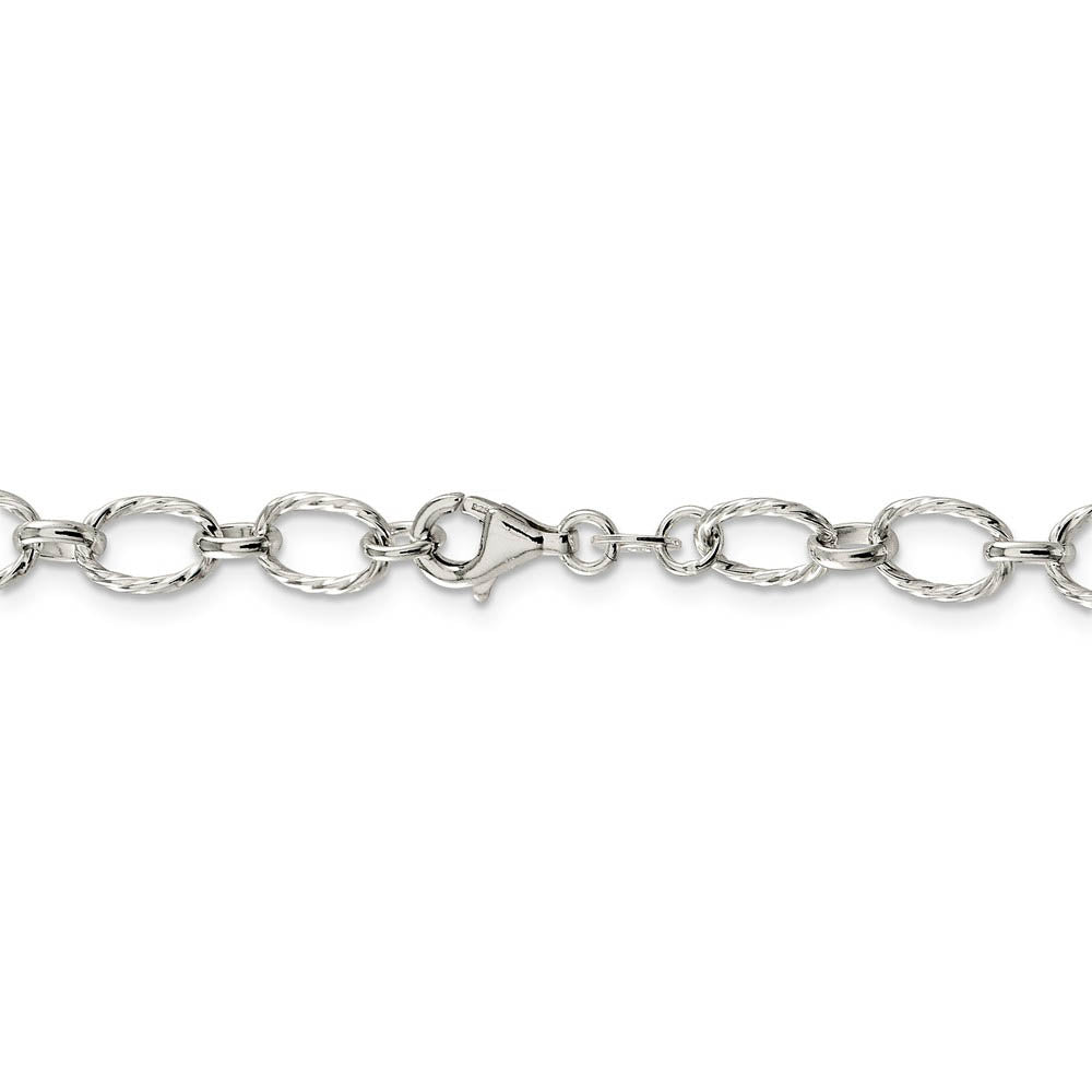 Alternate view of the Women's 6mm, Sterling Silver Fancy Solid Rolo Chain Bracelet by The Black Bow Jewelry Co.