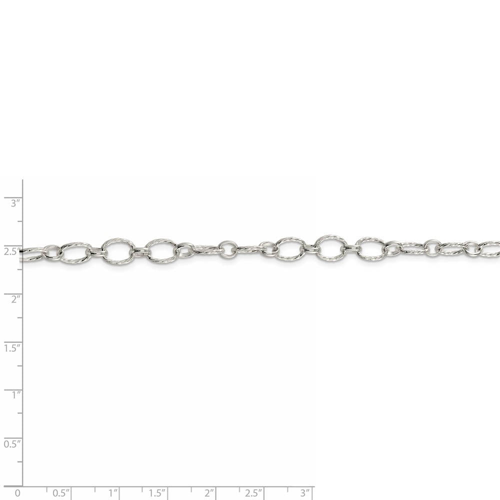 Alternate view of the Women's 6mm, Sterling Silver Fancy Solid Rolo Chain Bracelet by The Black Bow Jewelry Co.