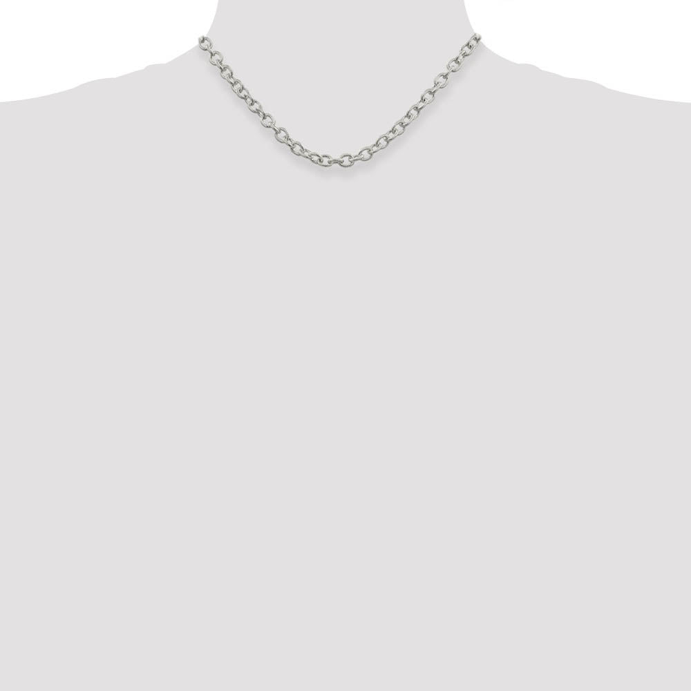 Alternate view of the Men's 6.25mm, Sterling Silver Fancy Solid Rolo Chain Necklace, 16 Inch by The Black Bow Jewelry Co.