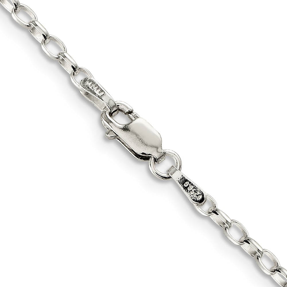 Alternate view of the 2.5mm Sterling Silver Solid Oval Rolo Chain Necklace by The Black Bow Jewelry Co.