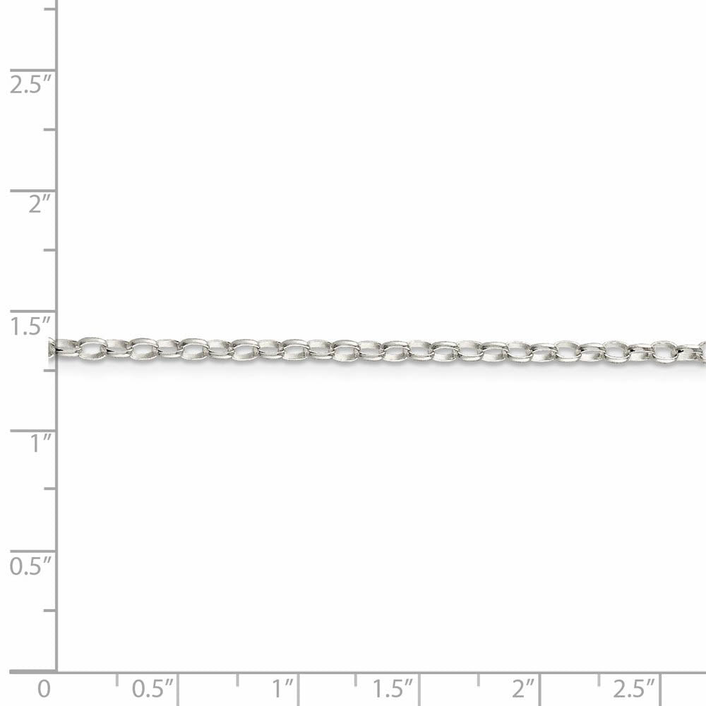 Alternate view of the 2.5mm Sterling Silver Solid Oval Rolo Chain Anklet, 9 Inch by The Black Bow Jewelry Co.