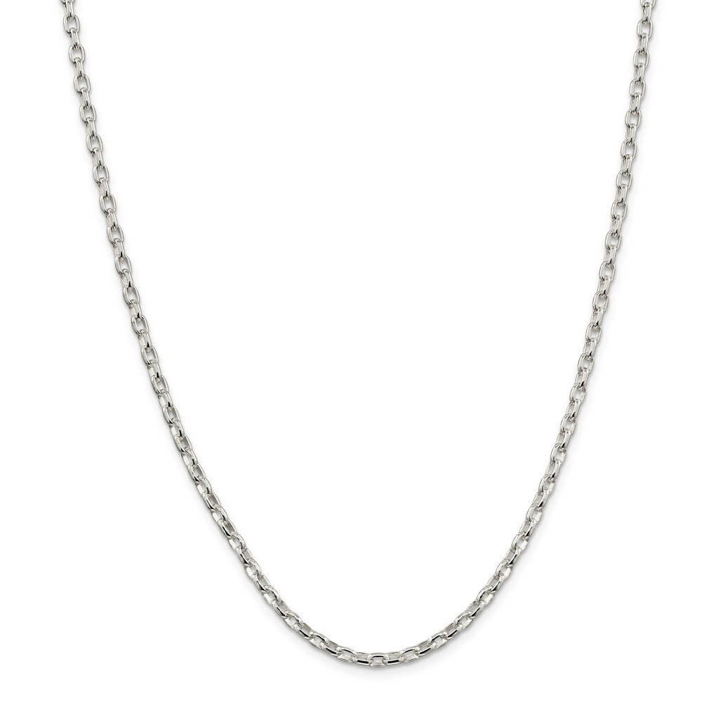 Alternate view of the 3.2mm Sterling Silver Solid Oval Rolo Chain Bracelet by The Black Bow Jewelry Co.