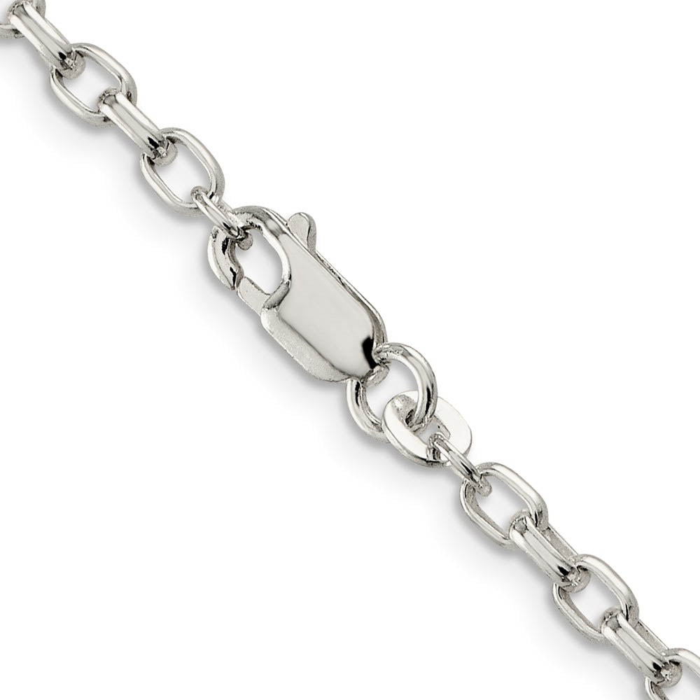 Alternate view of the 3.2mm Sterling Silver Solid Oval Rolo Chain Bracelet by The Black Bow Jewelry Co.