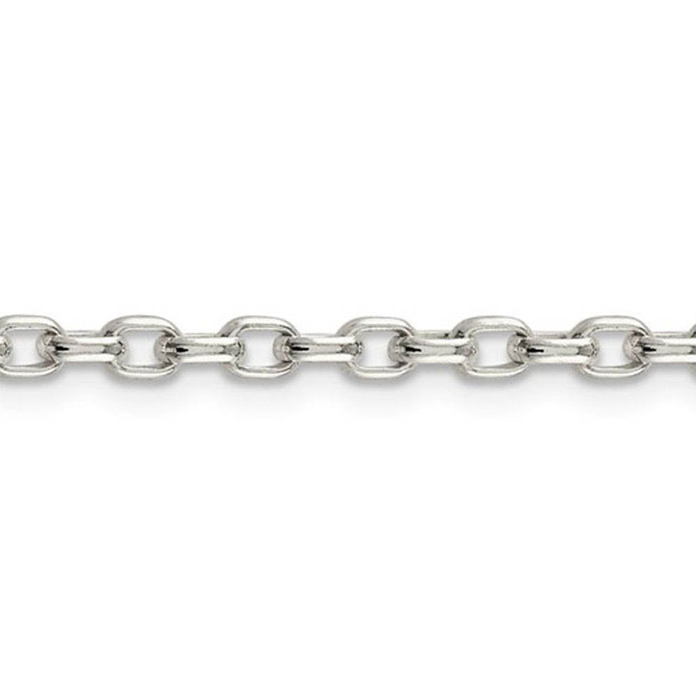Alternate view of the 3.2mm Sterling Silver Solid Oval Rolo Chain Bracelet by The Black Bow Jewelry Co.