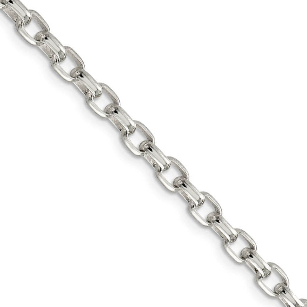 4.4mm, Sterling Silver Oval Solid Rolo Chain Bracelet, Item C8824-B by The Black Bow Jewelry Co.