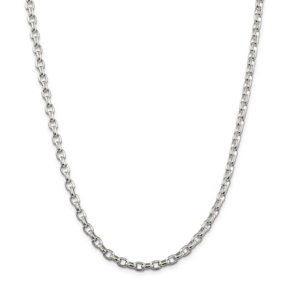 Alternate view of the 4.4mm, Sterling Silver Oval Solid Rolo Chain Bracelet by The Black Bow Jewelry Co.