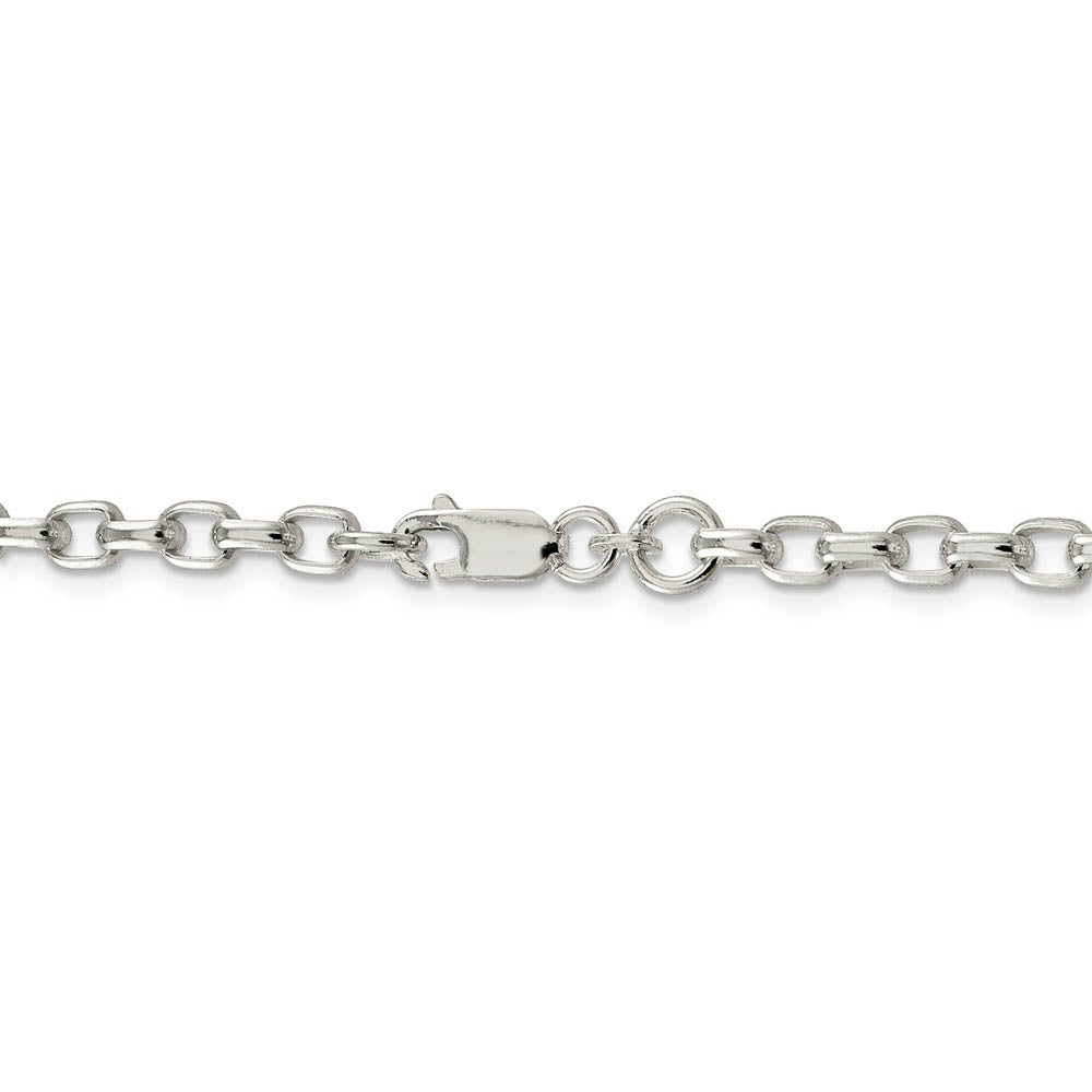 Alternate view of the 4.4mm, Sterling Silver Oval Solid Rolo Chain Bracelet by The Black Bow Jewelry Co.
