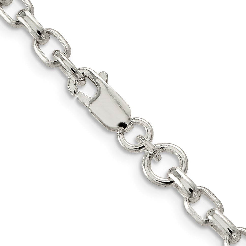 Alternate view of the 4.4mm, Sterling Silver Oval Solid Rolo Chain Bracelet by The Black Bow Jewelry Co.