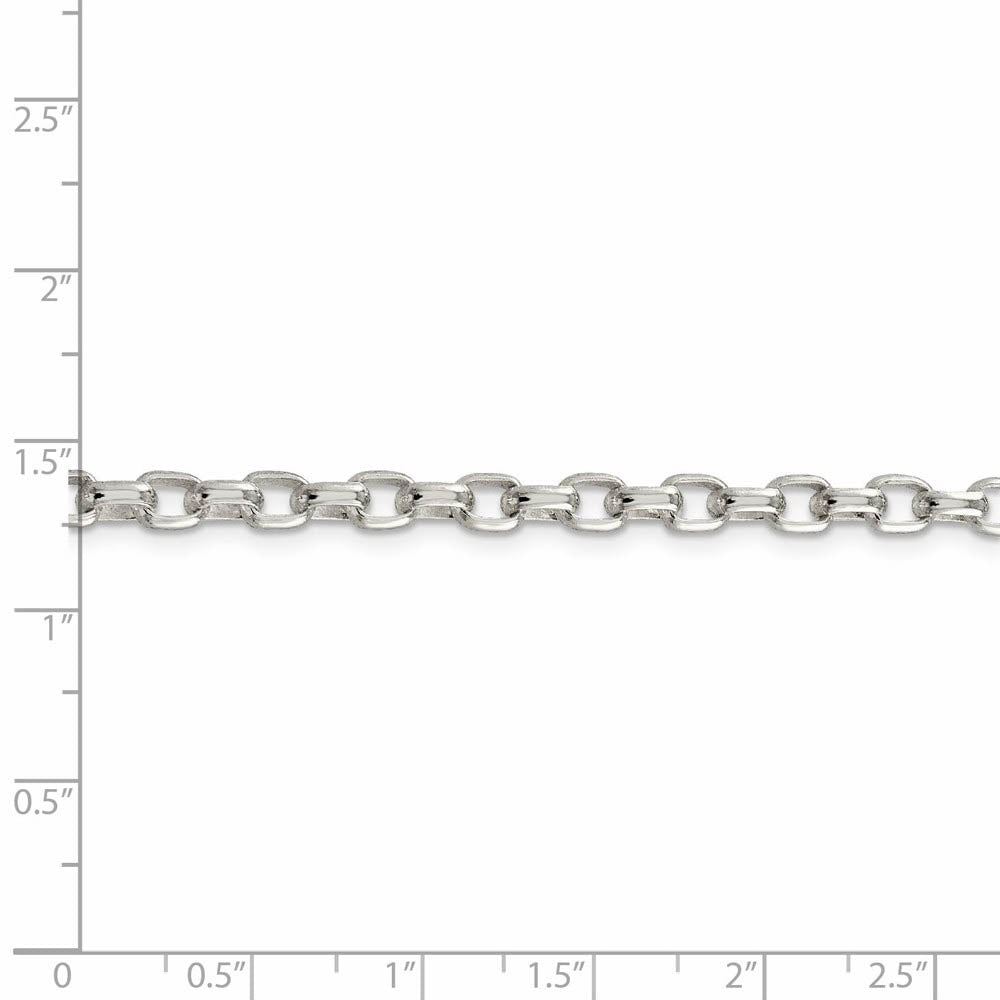 Alternate view of the 4.4mm, Sterling Silver Oval Solid Rolo Chain Bracelet by The Black Bow Jewelry Co.