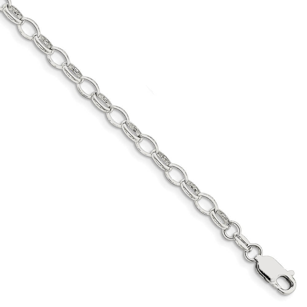 5mm, Sterling Silver Oval Solid Rolo Chain Bracelet, Item C8825-B by The Black Bow Jewelry Co.
