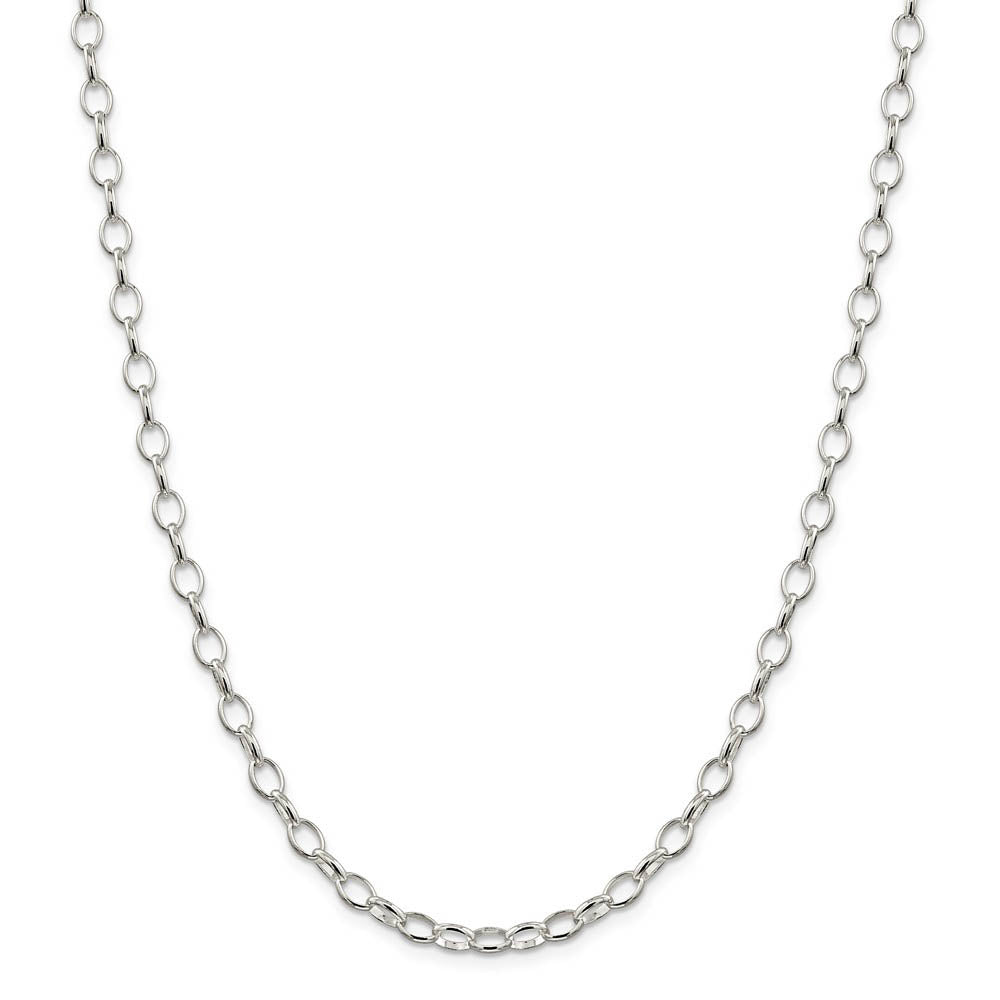 Alternate view of the 5mm, Sterling Silver Oval Solid Rolo Chain Necklace by The Black Bow Jewelry Co.