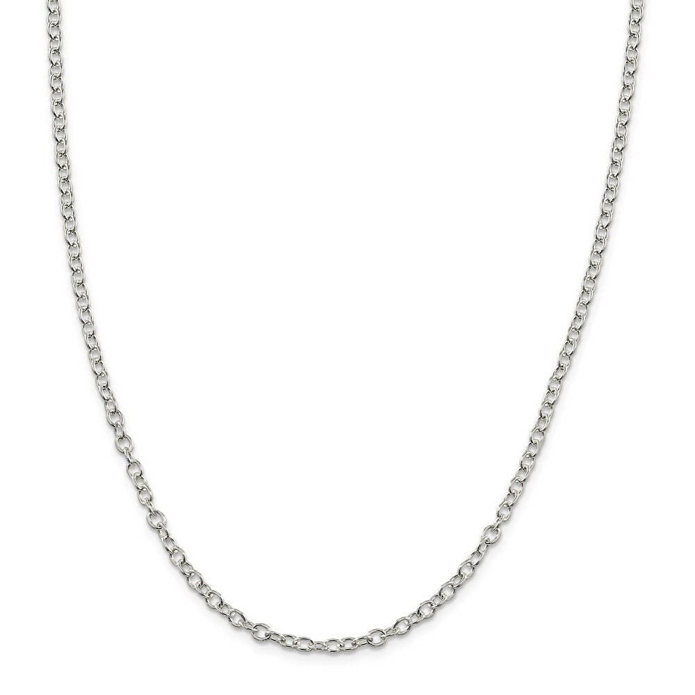 Alternate view of the 3.75mm, Sterling Silver, Solid Oval Cable Chain Necklace by The Black Bow Jewelry Co.