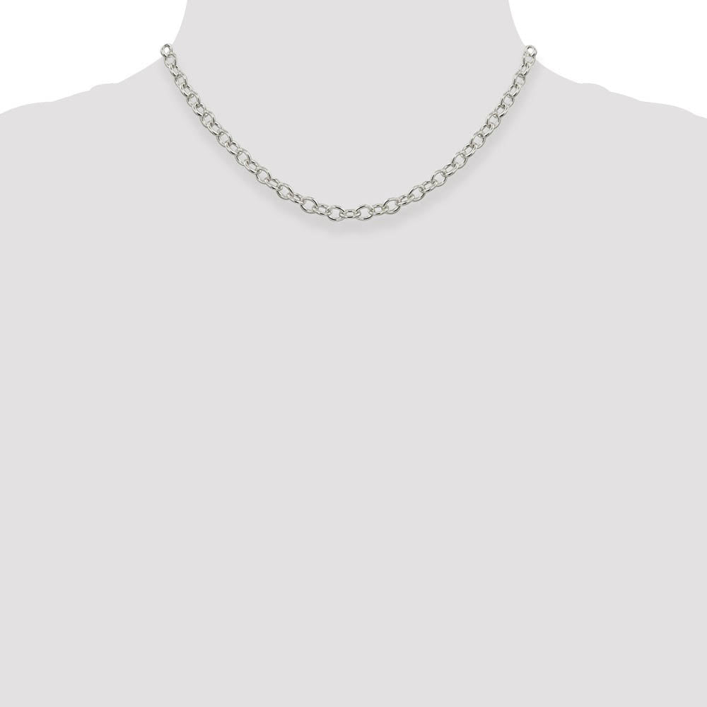 Alternate view of the 5.75mm, Sterling Silver, Solid Oval Cable Chain Necklace by The Black Bow Jewelry Co.