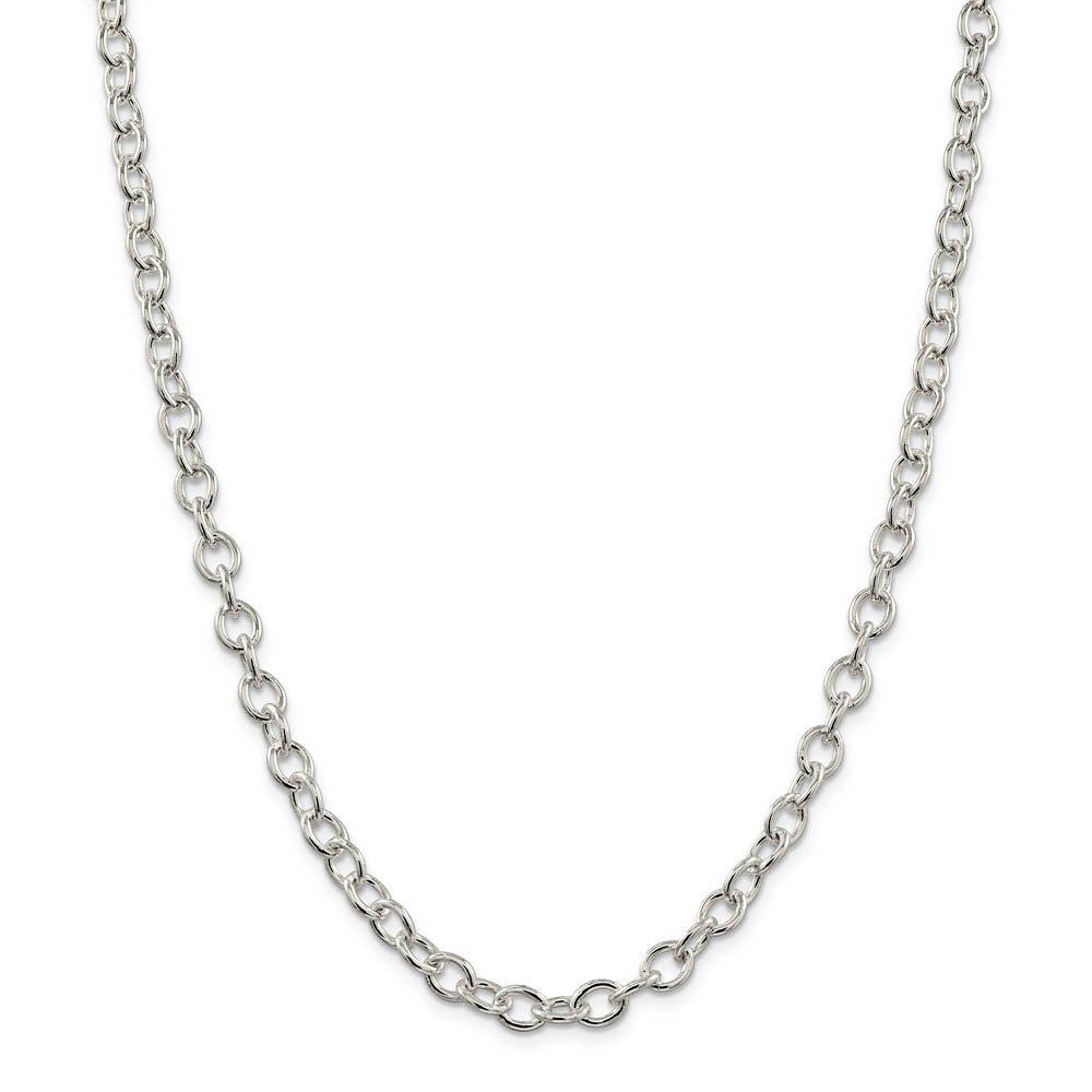 Alternate view of the 6.8mm, Sterling Silver, Solid Oval Cable Chain Necklace by The Black Bow Jewelry Co.
