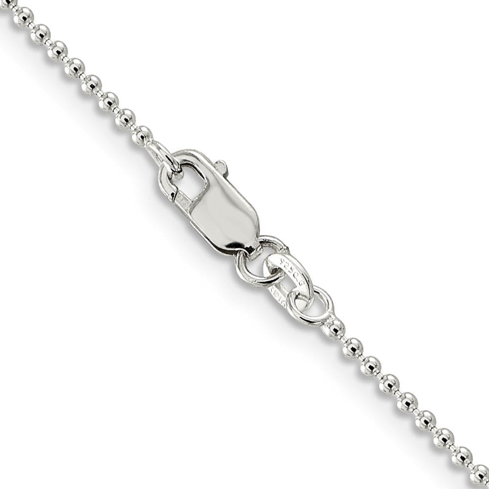 Alternate view of the 1.5mm Sterling Silver, Solid Beaded Chain Necklace by The Black Bow Jewelry Co.