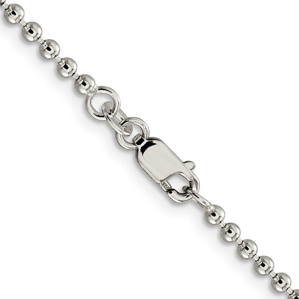 Alternate view of the 2.3mm Sterling Silver, Solid Beaded Chain Necklace by The Black Bow Jewelry Co.