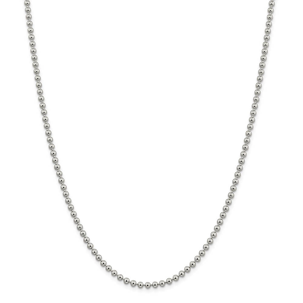 Alternate view of the 3mm, Sterling Silver, Hollow Bead Chain Necklace by The Black Bow Jewelry Co.