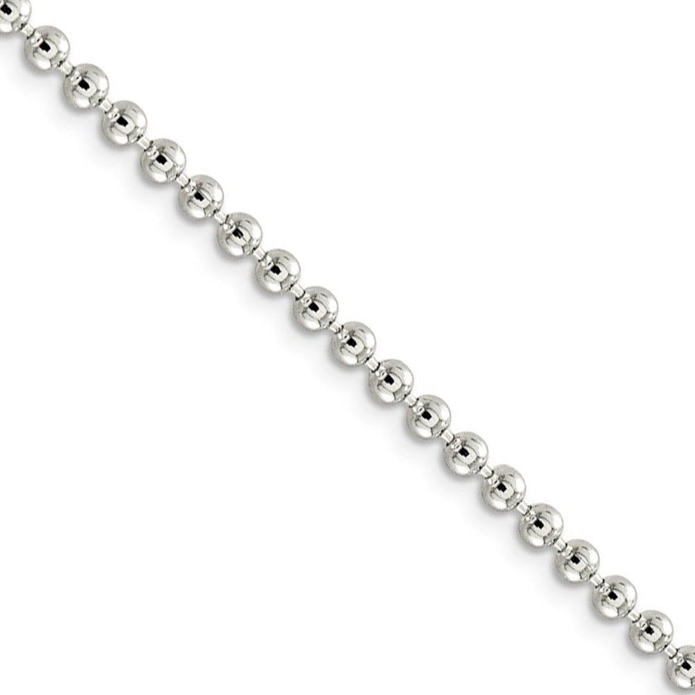 3mm, Sterling Silver, Hollow Bead Chain Necklace