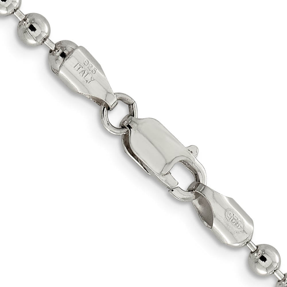 Alternate view of the 4mm Sterling Silver, Solid Beaded Chain Necklace by The Black Bow Jewelry Co.