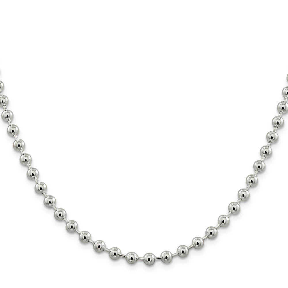 Alternate view of the 5mm Sterling Silver, Solid Beaded Chain Necklace by The Black Bow Jewelry Co.