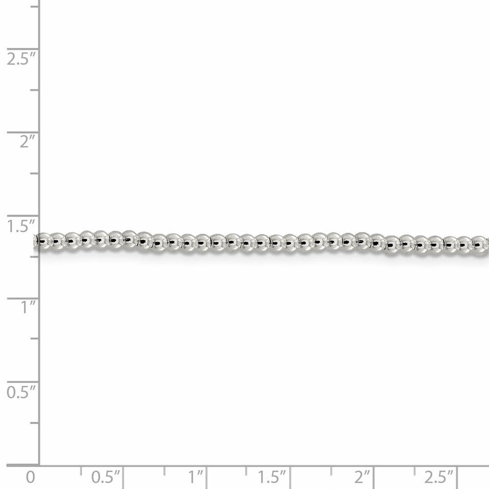 Alternate view of the 3mm, Sterling Silver, Beaded Box Chain Necklace by The Black Bow Jewelry Co.