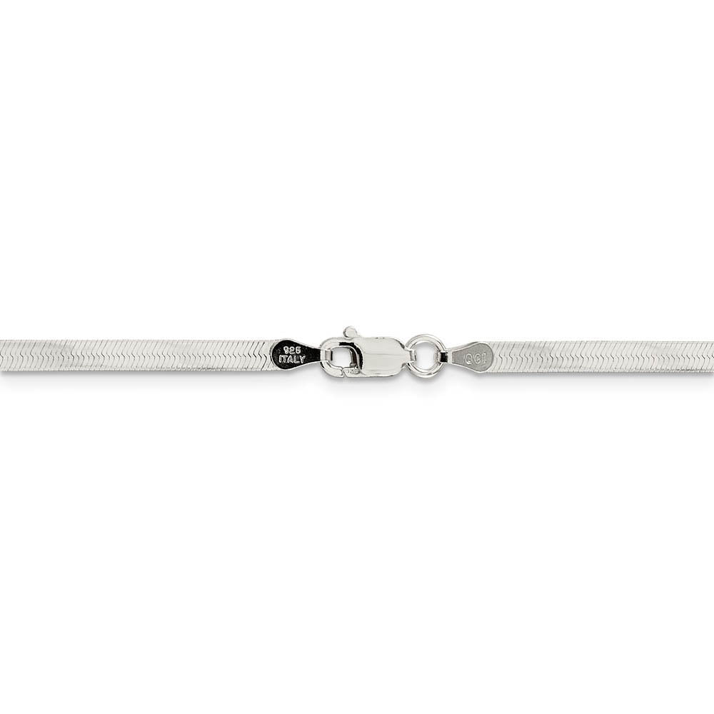 Alternate view of the 3mm, Sterling Silver Solid Herringbone Chain Bracelet by The Black Bow Jewelry Co.