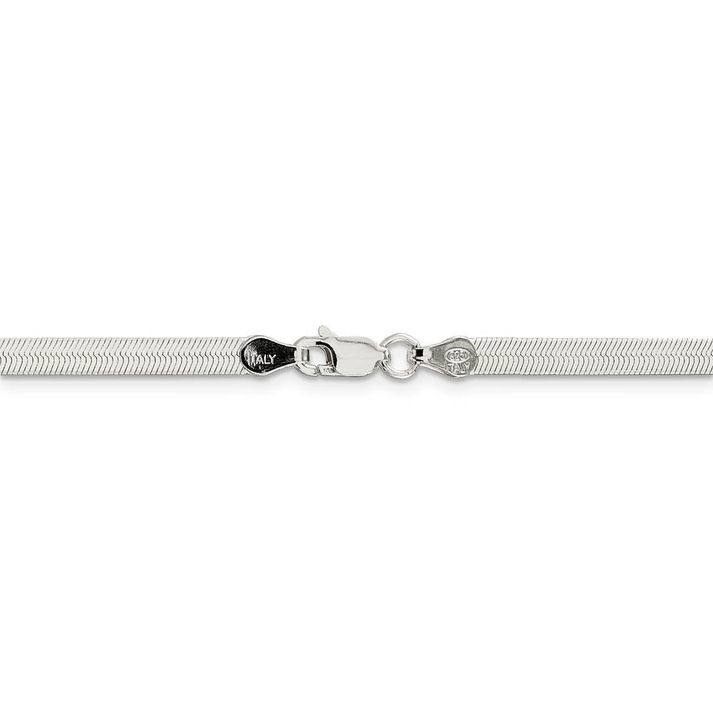 Alternate view of the 3.25mm, Sterling Silver Solid Herringbone Chain Necklace by The Black Bow Jewelry Co.