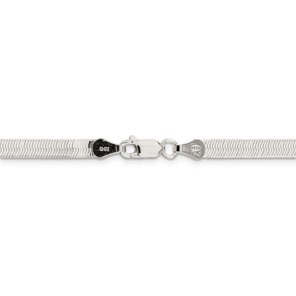 Alternate view of the 4.5mm, Sterling Silver Solid Herringbone Chain Bracelet by The Black Bow Jewelry Co.