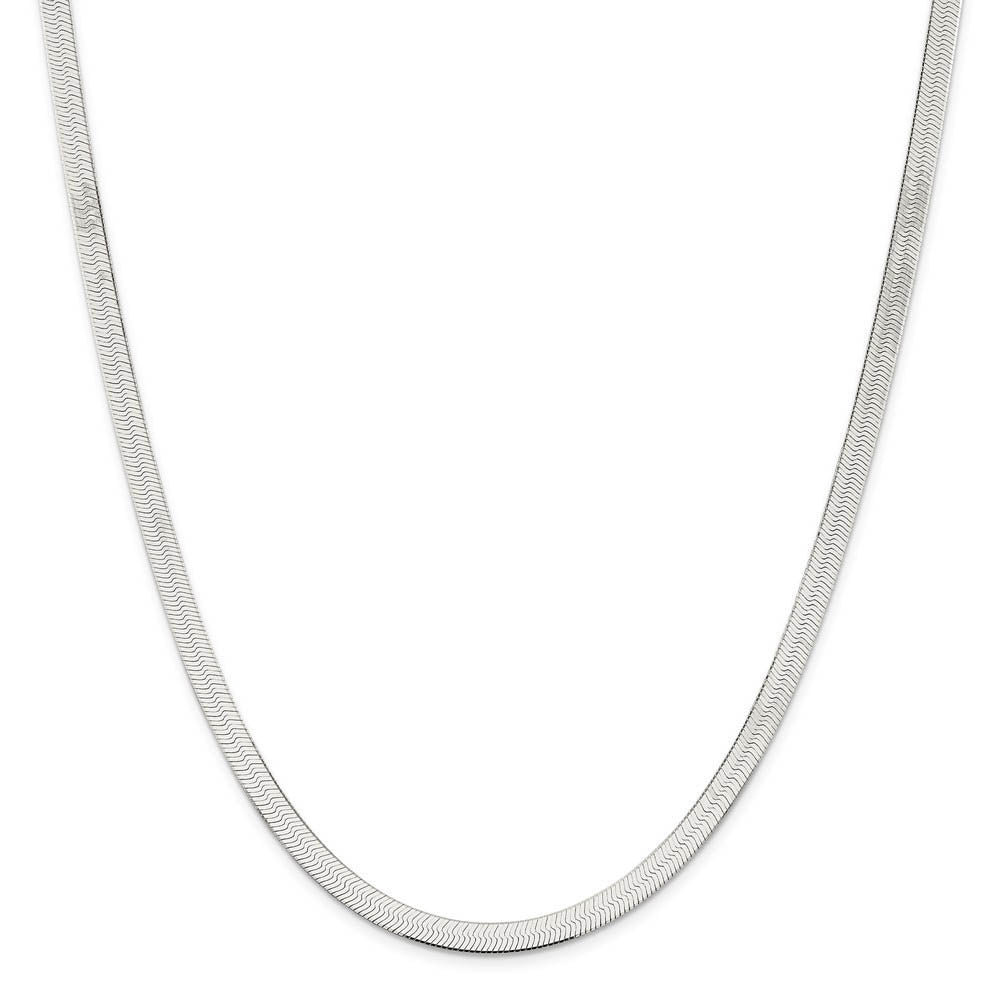 Alternate view of the 5.25mm, Sterling Silver Solid Herringbone Chain Bracelet by The Black Bow Jewelry Co.
