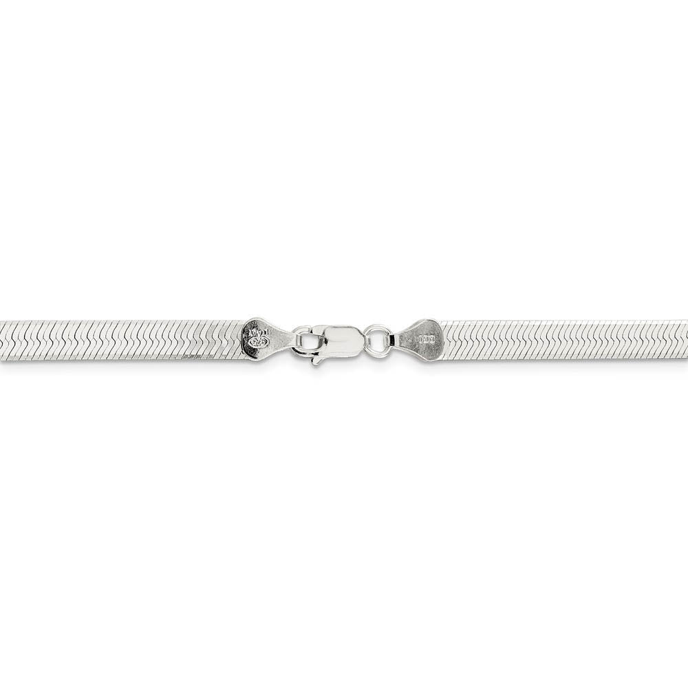 Alternate view of the 5.25mm, Sterling Silver Solid Herringbone Chain Bracelet by The Black Bow Jewelry Co.