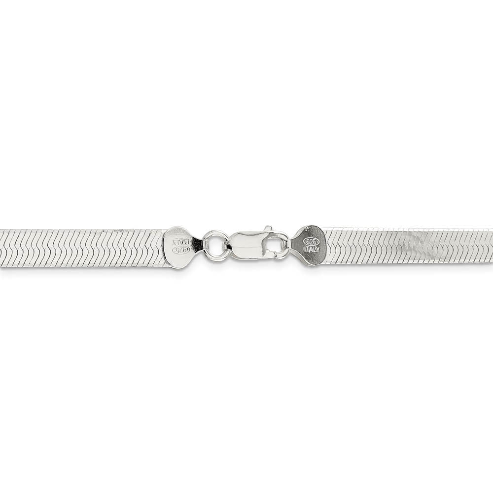Alternate view of the 7mm, Sterling Silver Solid Herringbone Chain Necklace by The Black Bow Jewelry Co.